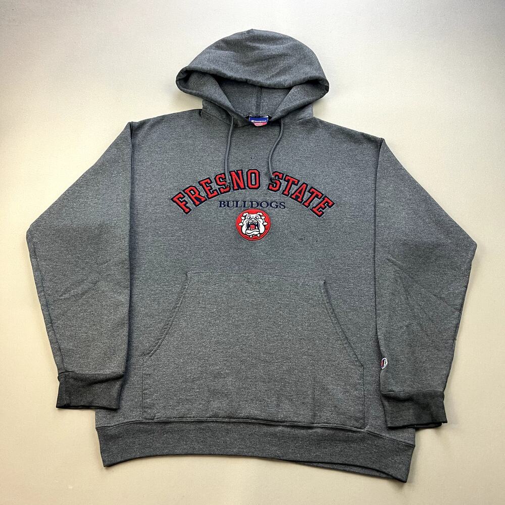 Fresno State Bulldogs Hoodie Sweatshirt Adult Large Gray Champion University y2k